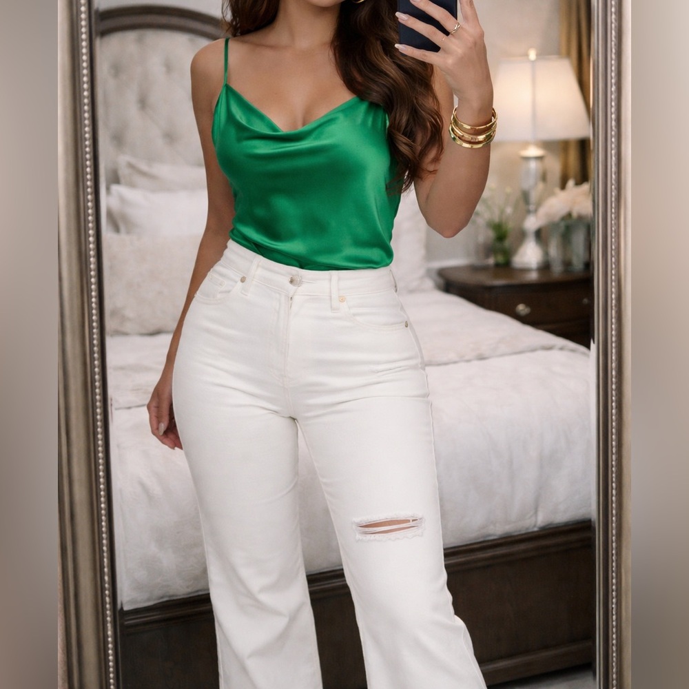 White Stretch Flare Jeans